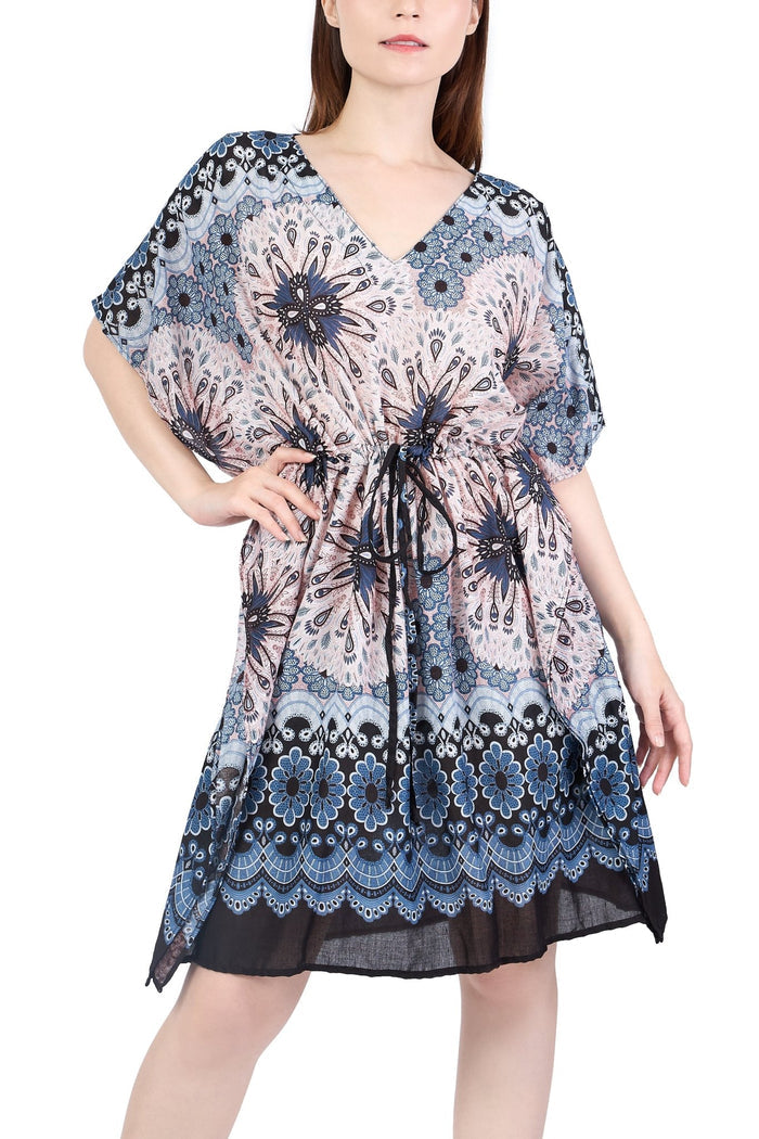 Rayon Boho Tops for Women One Size - Kimono - Black White - Lannaclothesdesign Shop