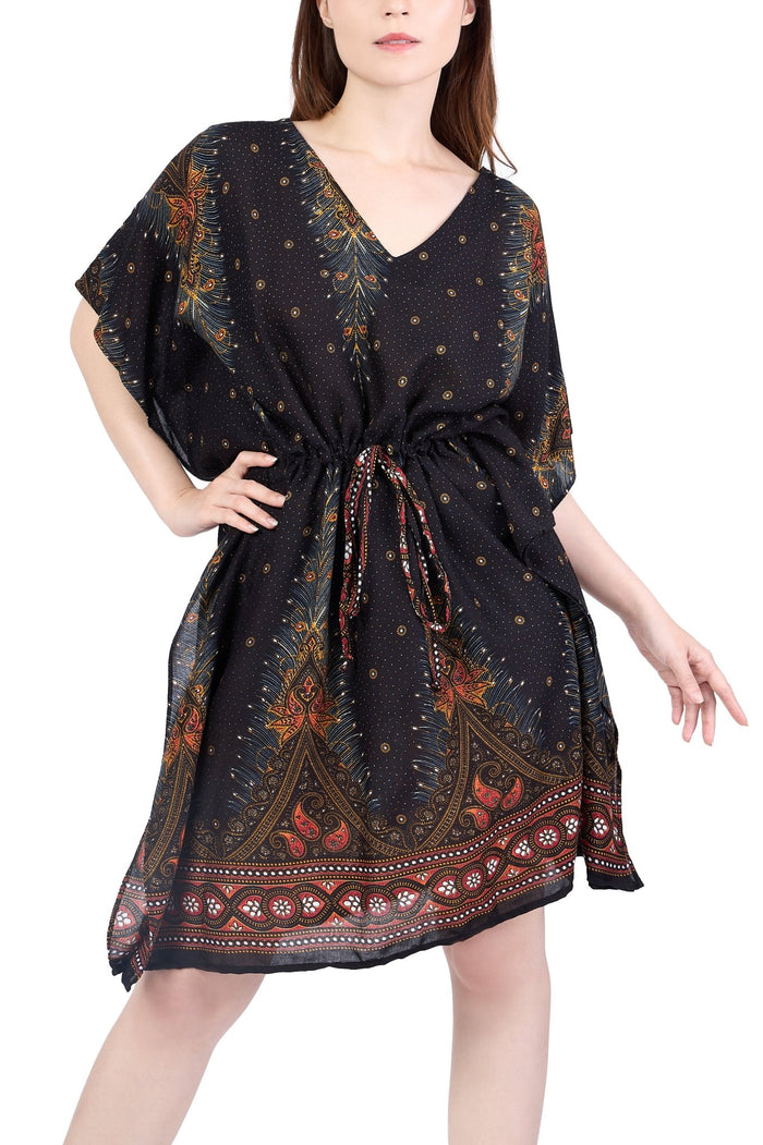 Rayon Boho Tops for Women One Size - Kimono - Black - Lannaclothesdesign Shop