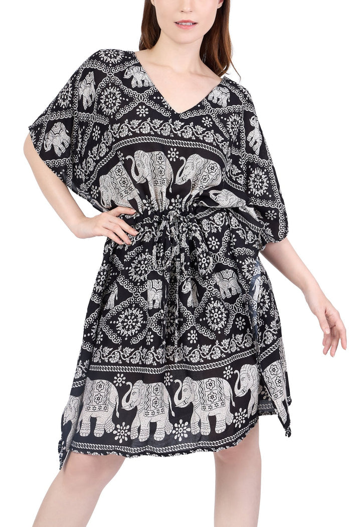 Rayon Boho Tops for Women One Size - Kimono - Black - Lannaclothesdesign Shop