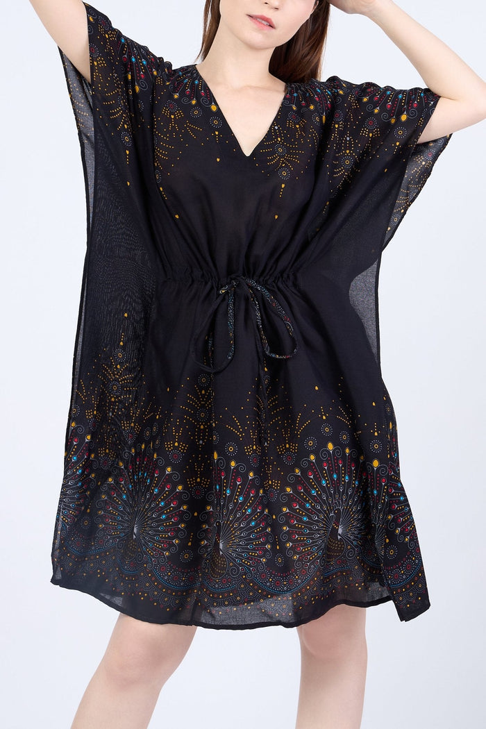 Rayon Boho Tops for Women One Size - Kimono - Black - Lannaclothesdesign Shop