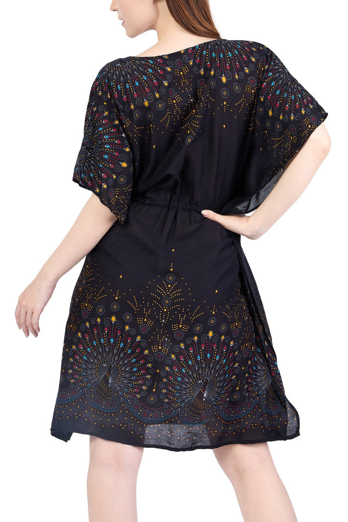 Rayon Boho Tops for Women One Size - Kimono - Black - Lannaclothesdesign Shop