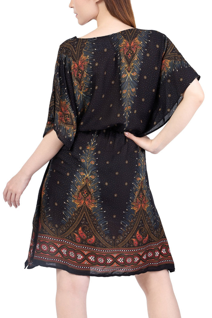Rayon Boho Tops for Women One Size - Kimono - Black - Lannaclothesdesign Shop