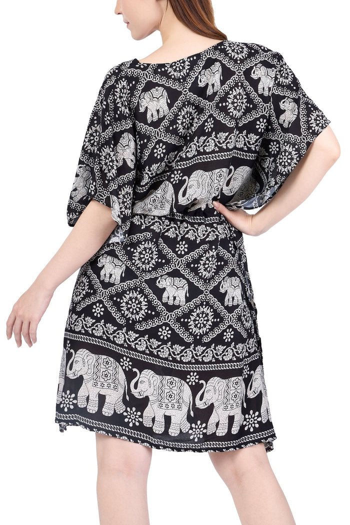 Rayon Boho Tops for Women One Size - Kimono - Black - Lannaclothesdesign Shop