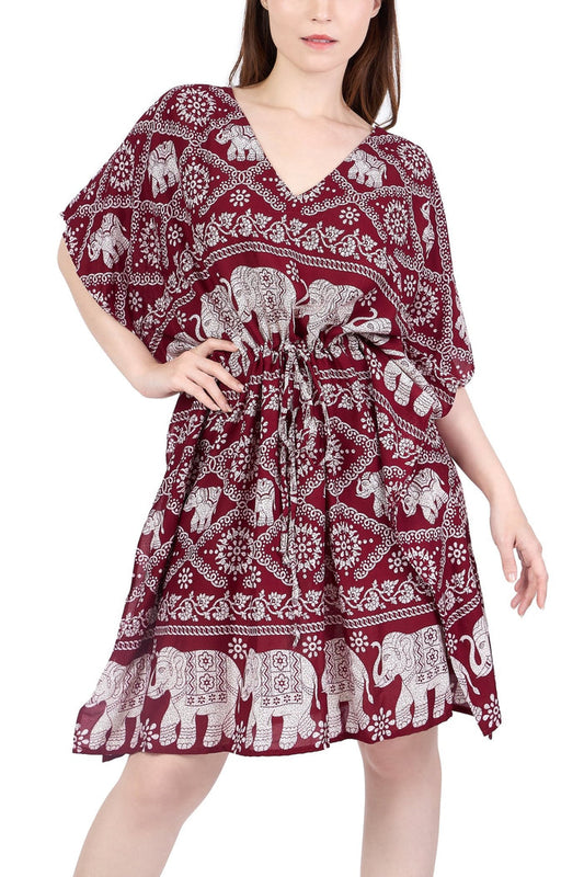 Rayon Boho Tops for Women One Size - Kimono - Burgundy - Lannaclothesdesign Shop