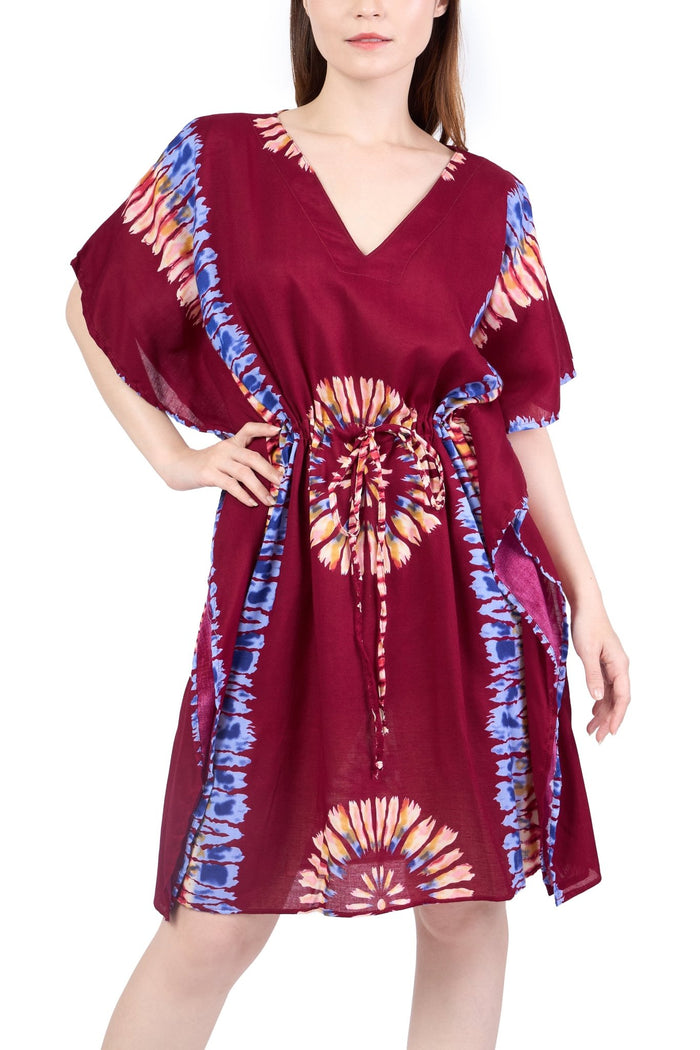 Rayon Boho Tops for Women One Size - Kimono - Burgundy - Lannaclothesdesign Shop
