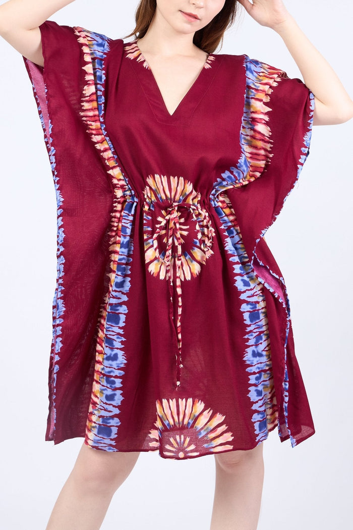 Rayon Boho Tops for Women One Size - Kimono - Burgundy - Lannaclothesdesign Shop