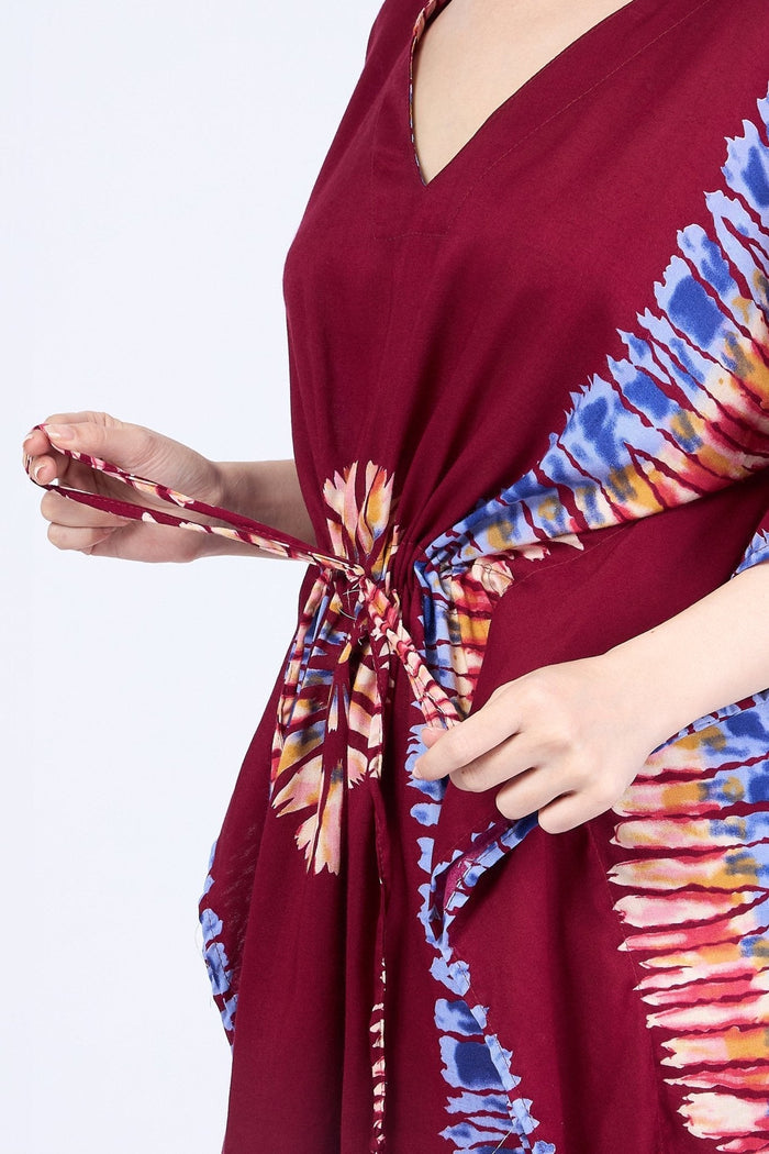 Rayon Boho Tops for Women One Size - Kimono - Burgundy - Lannaclothesdesign Shop