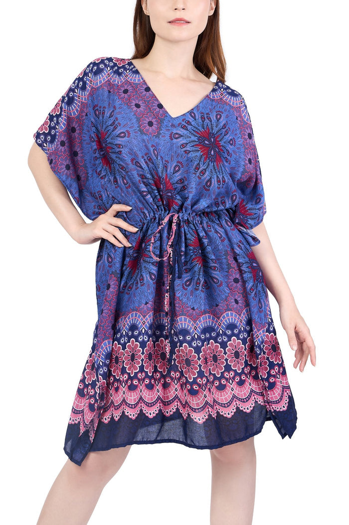 Rayon Boho Tops for Women One Size - Kimono - Dark Blue - Lannaclothesdesign Shop
