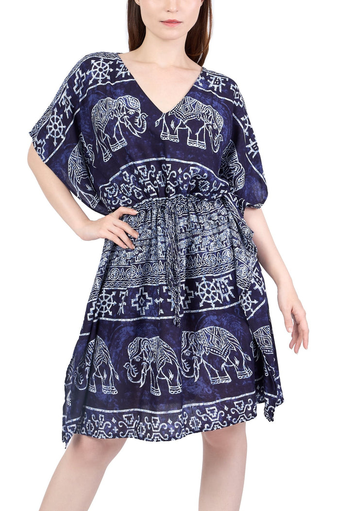 Rayon Boho Tops for Women One Size - Kimono - Dark Blue - Lannaclothesdesign Shop