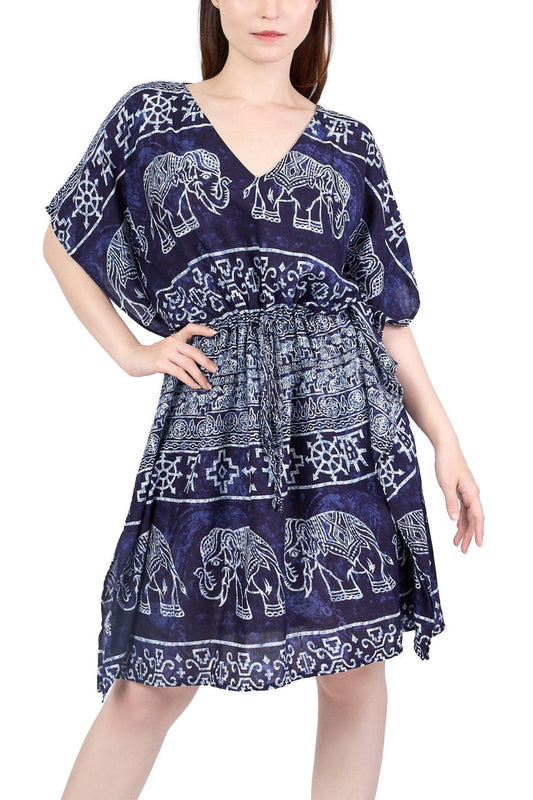 Rayon Boho Tops for Women One Size - Kimono - Dark Blue - Lannaclothesdesign Shop