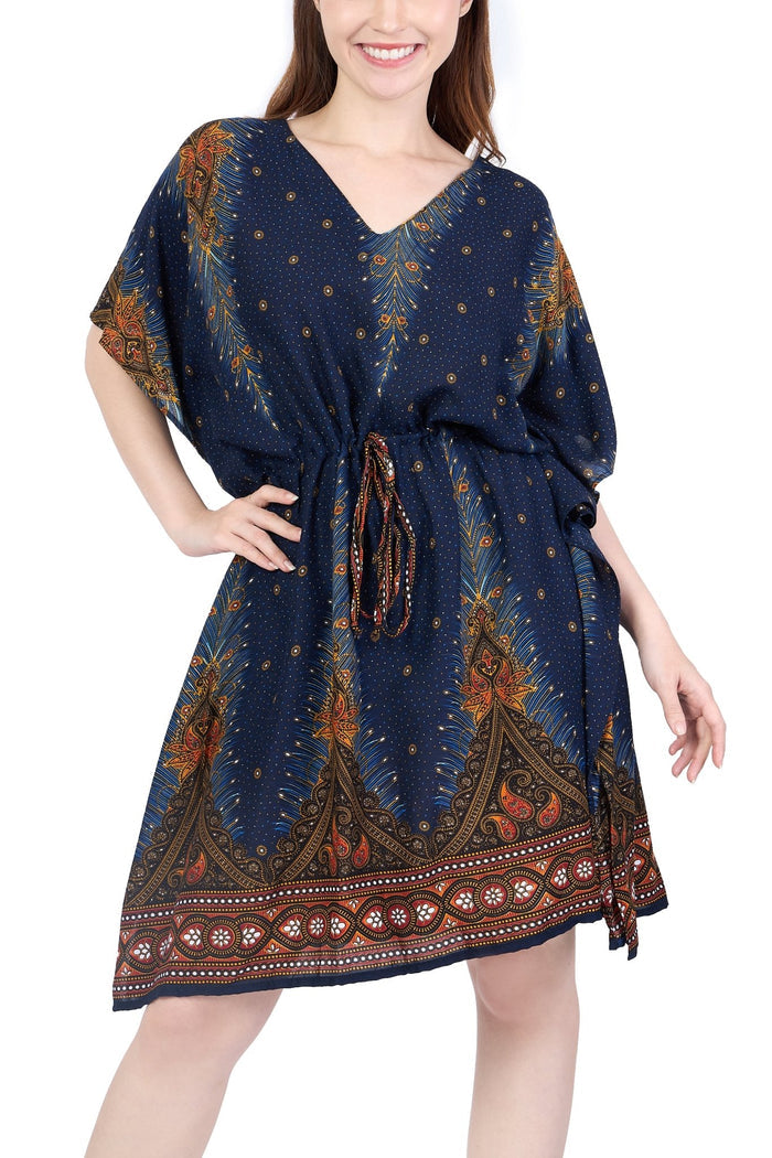 Rayon Boho Tops for Women One Size - Kimono - Dark Blue - Lannaclothesdesign Shop