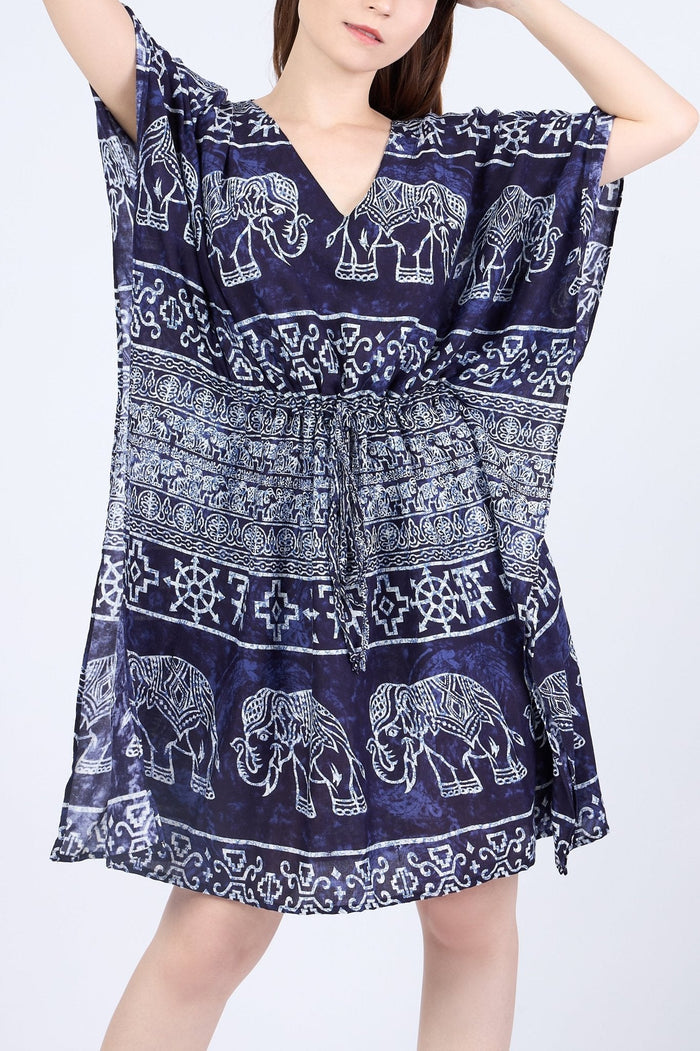 Rayon Boho Tops for Women One Size - Kimono - Dark Blue - Lannaclothesdesign Shop