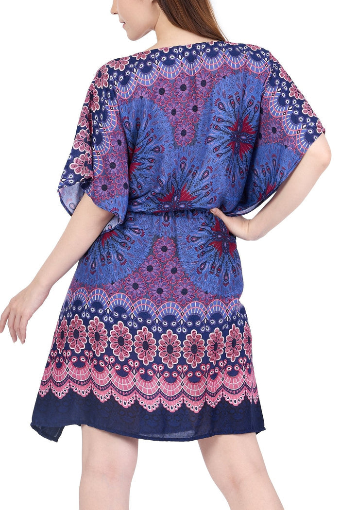 Rayon Boho Tops for Women One Size - Kimono - Dark Blue - Lannaclothesdesign Shop