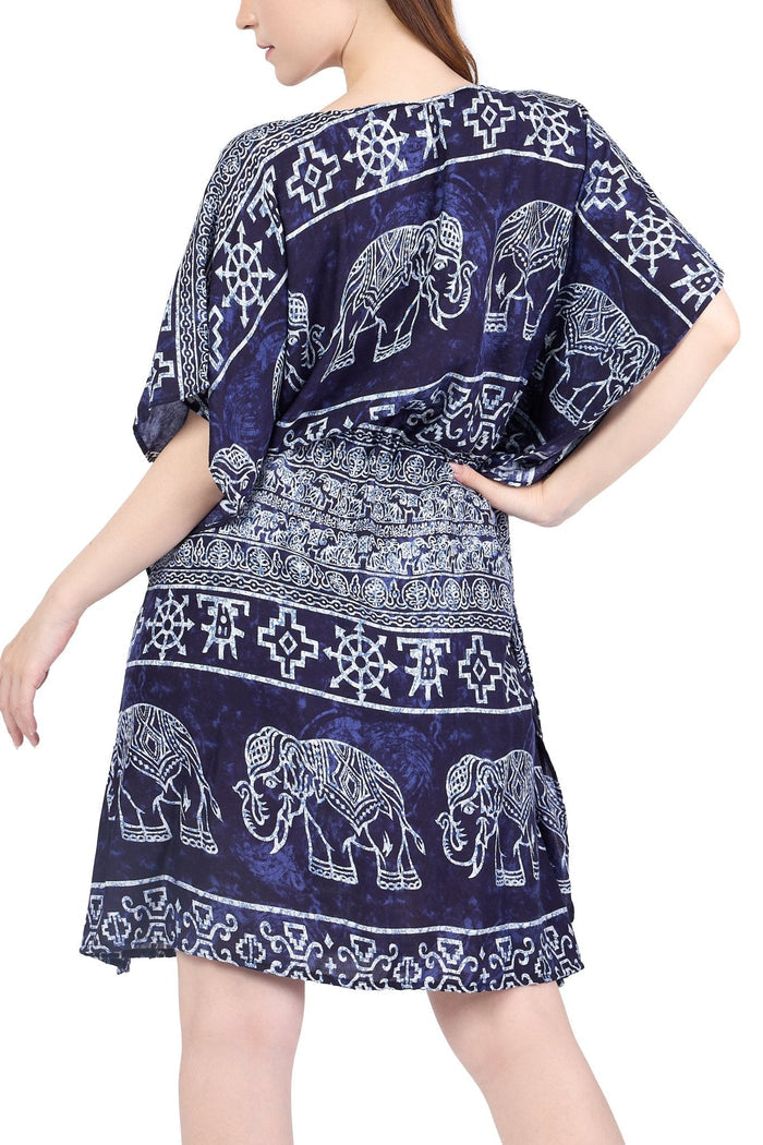Rayon Boho Tops for Women One Size - Kimono - Dark Blue - Lannaclothesdesign Shop