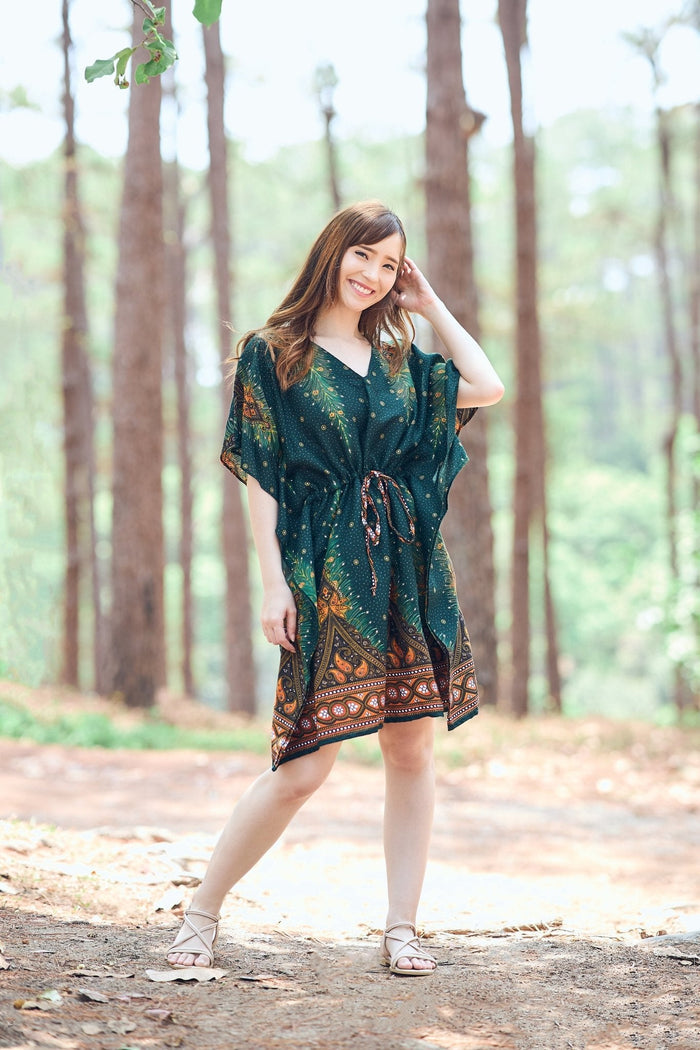 Rayon Boho Tops for Women One Size - Kimono - Green - Lannaclothesdesign Shop