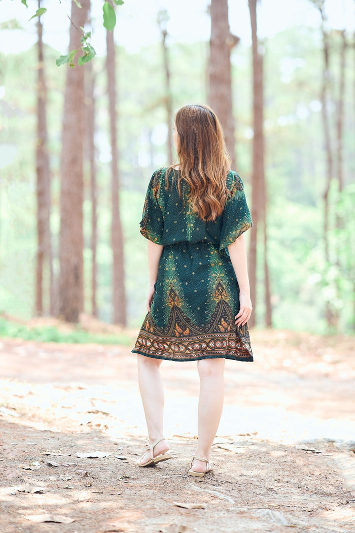 Rayon Boho Tops for Women One Size - Kimono - Green - Lannaclothesdesign Shop