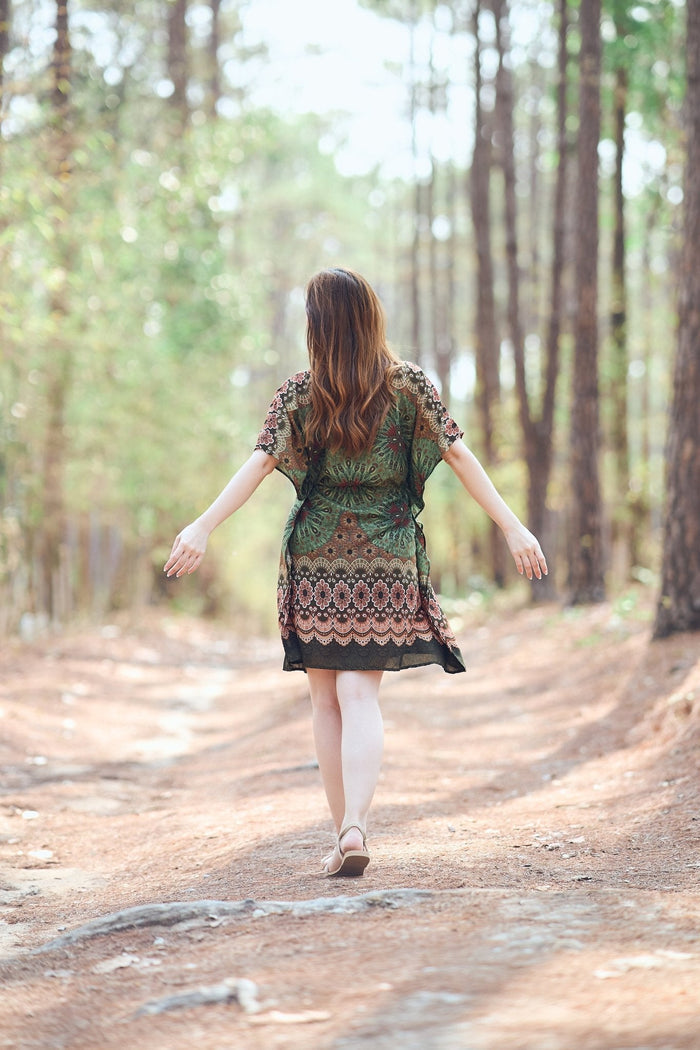 Rayon Boho Tops for Women One Size - Kimono - Green - Lannaclothesdesign Shop