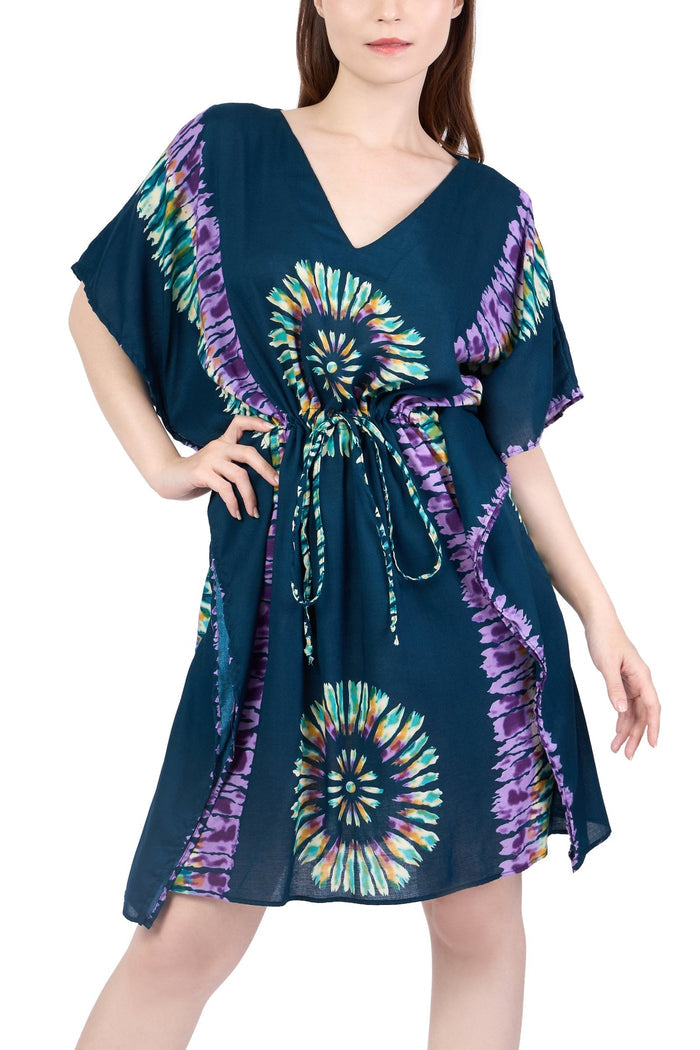 Rayon Boho Tops for Women One Size - Kimono - Teal - Lannaclothesdesign Shop