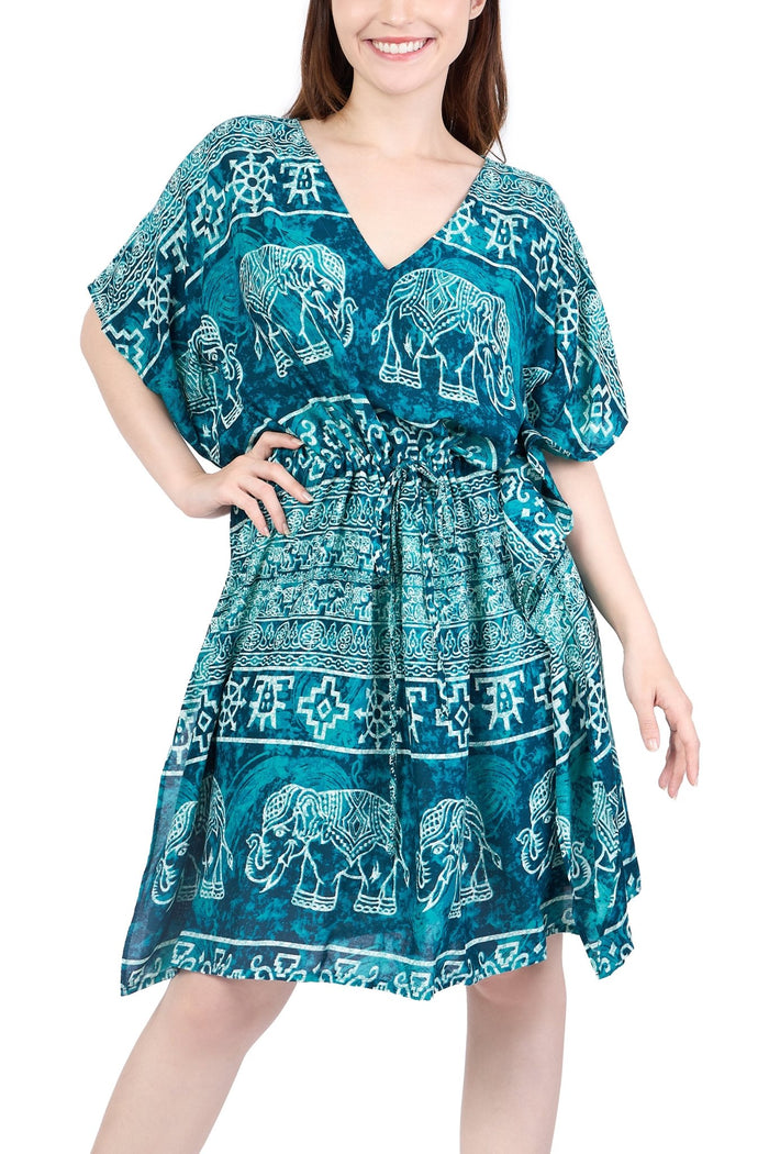 Rayon Boho Tops for Women One Size - Kimono - Teal - Lannaclothesdesign Shop