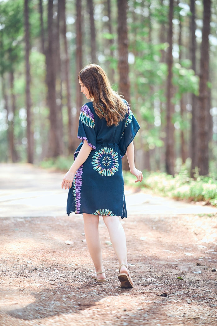 Rayon Boho Tops for Women One Size - Kimono - Teal - Lannaclothesdesign Shop
