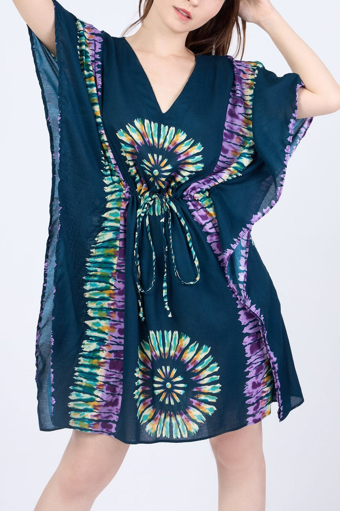 Rayon Boho Tops for Women One Size - Kimono - Teal - Lannaclothesdesign Shop