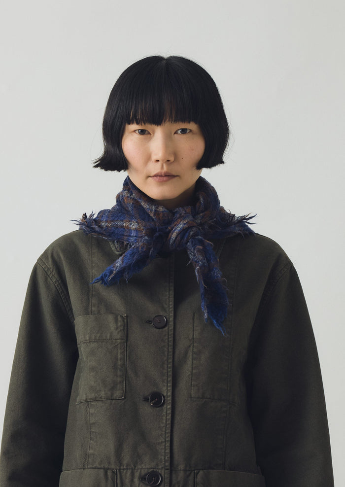 Reading Check Boiled Wool Scarf | Shadow Blue