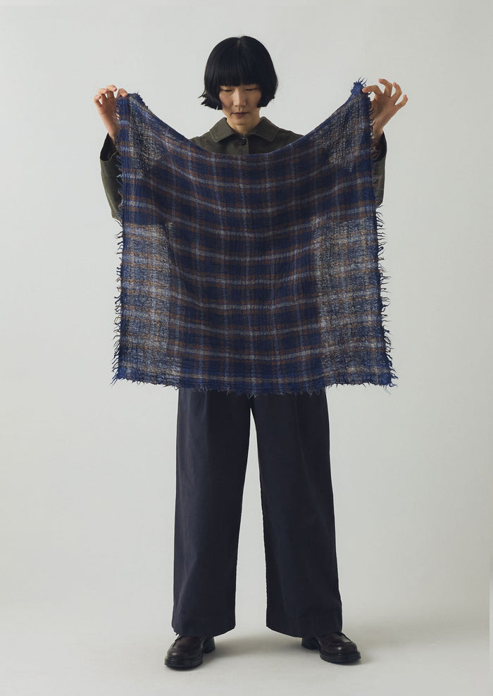 Reading Check Boiled Wool Scarf | Shadow Blue