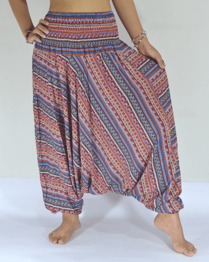 Red Boho Harem Pants - Lannaclothesdesign Shop