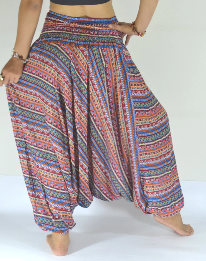 Red Boho Harem Pants - Lannaclothesdesign Shop