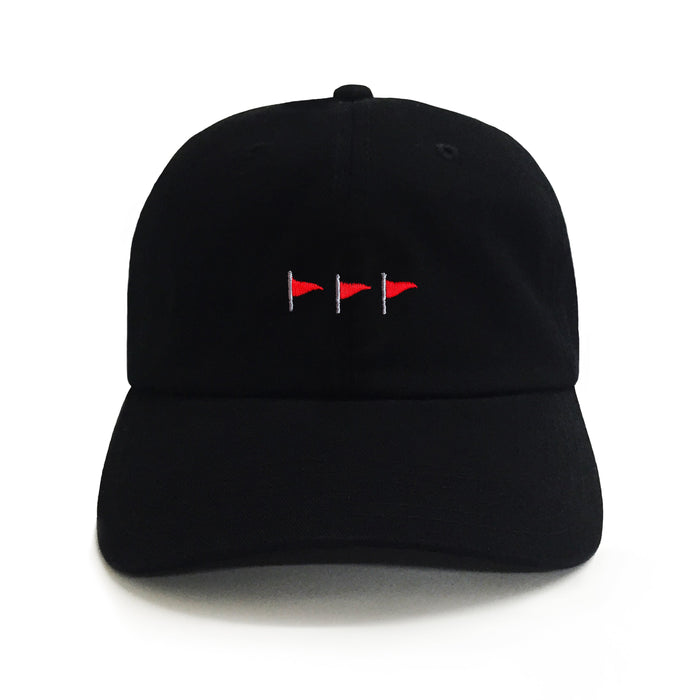 Red flag embroidered dad hat black funny meme hat by Dad Brand