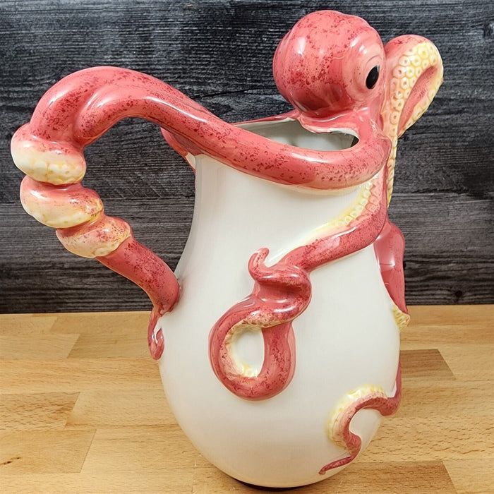 Red Octopus Pitcher Embossed Decorative Ocean Sea Life by Blue Sky Goldminc