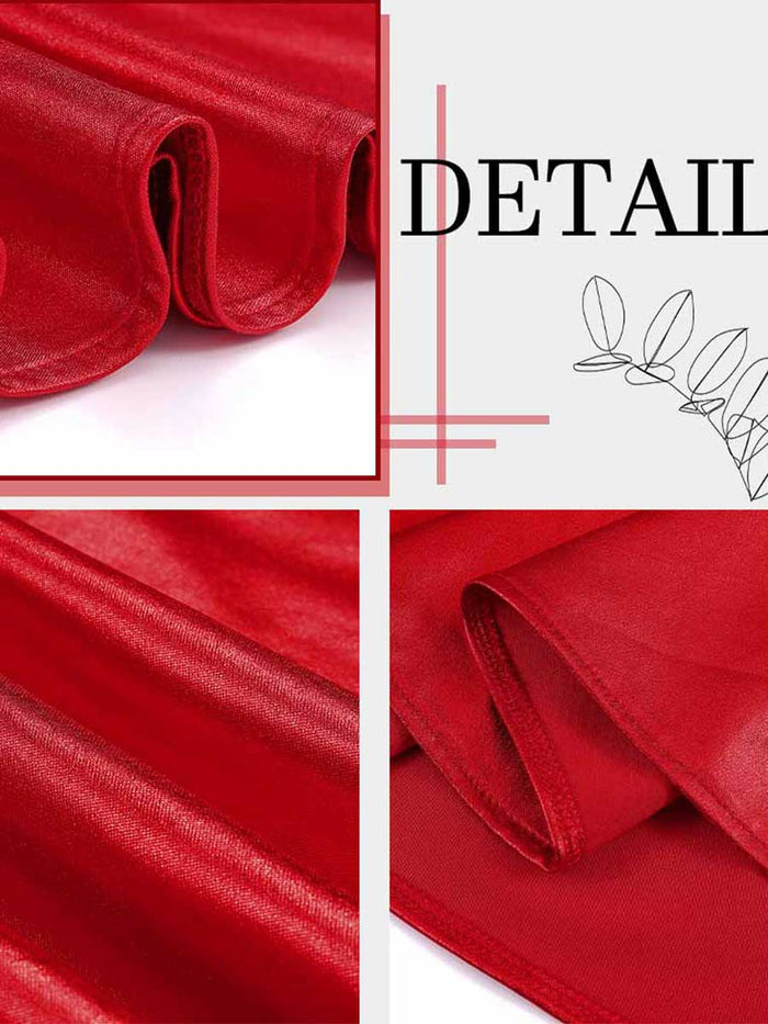 Red Reflective Pleated Skirt