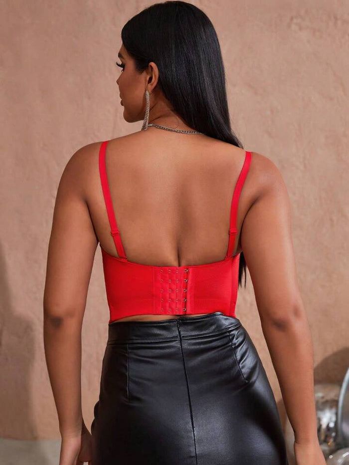 Red Rhinestone Bra - Sparkly Crop Top For Clubs, Bars