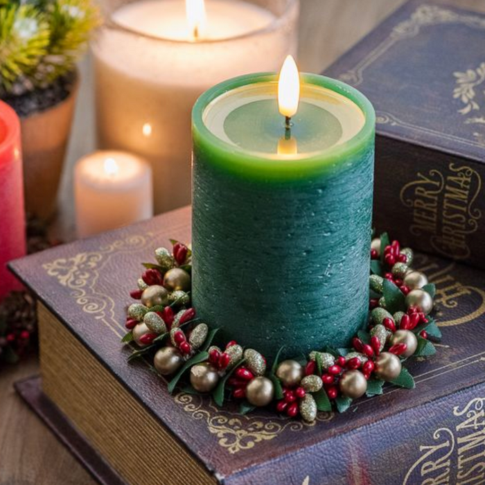 Red/Gold Berry Candle Ring