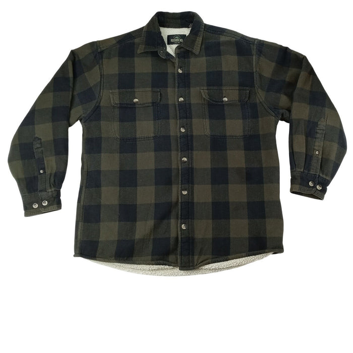 RedHead Sherpa Lined Flannel Shirt Jacket Mens Green Black Plaid Workwear0