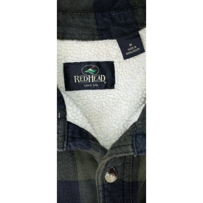 RedHead Sherpa Lined Flannel Shirt Jacket Mens Green Black Plaid Workwear1