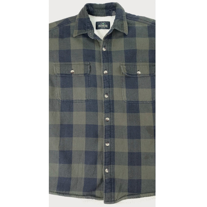 RedHead Sherpa Lined Flannel Shirt Jacket Mens Green Black Plaid Workwear2