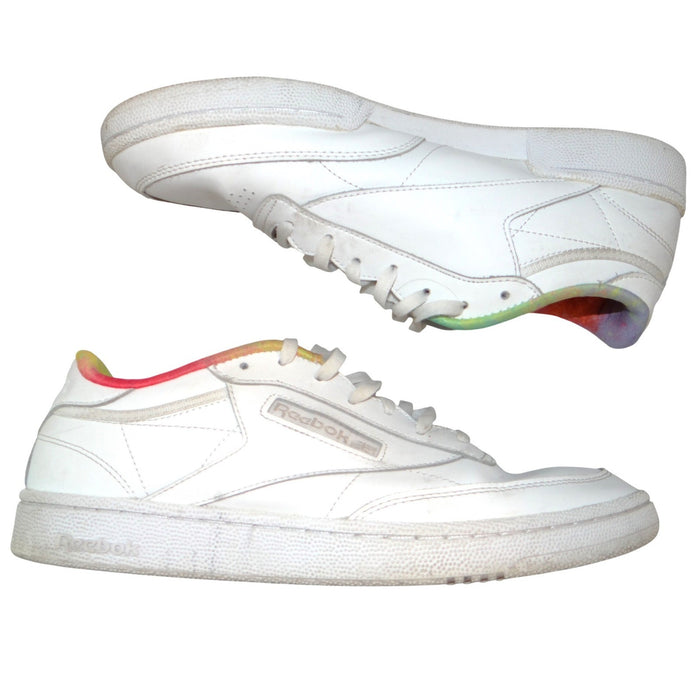 Reebok Club C 85 Pride Mens White Leather Multi Color Tie Dye Sneakers0