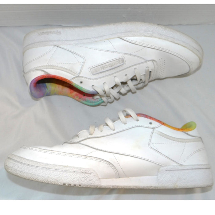 Reebok Club C 85 Pride Mens White Leather Multi Color Tie Dye Sneakers1