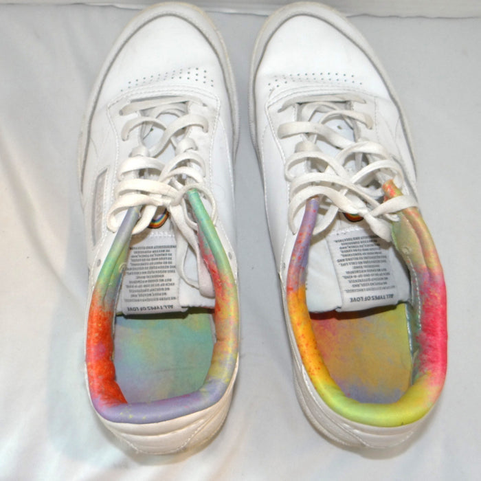 Reebok Club C 85 Pride Mens White Leather Multi Color Tie Dye Sneakers5