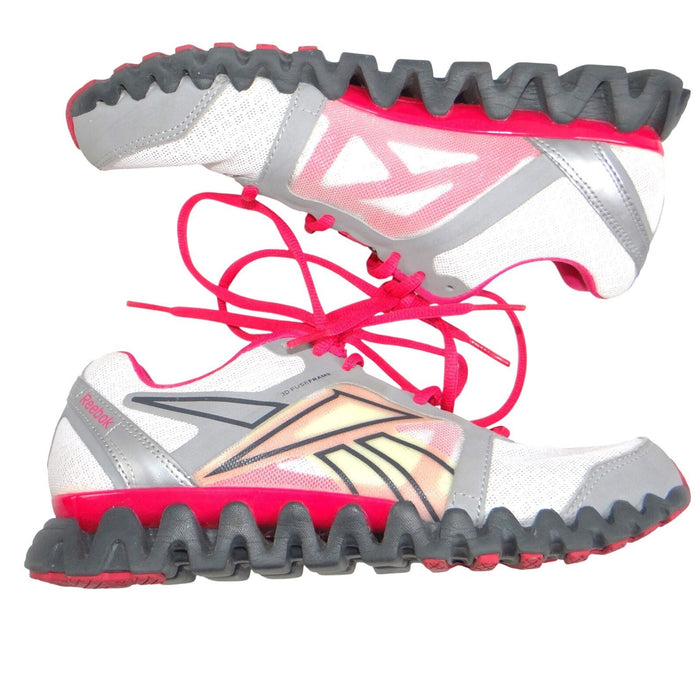Reebok ZigQuick Fire Womens Running Shoes White Pink Silver Size 6.50