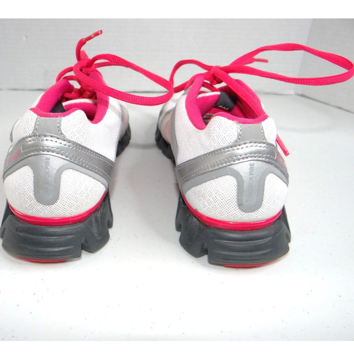 Reebok ZigQuick Fire Womens Running Shoes White Pink Silver Size 6.54