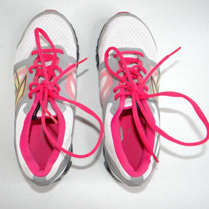 Reebok ZigQuick Fire Womens Running Shoes White Pink Silver Size 6.55