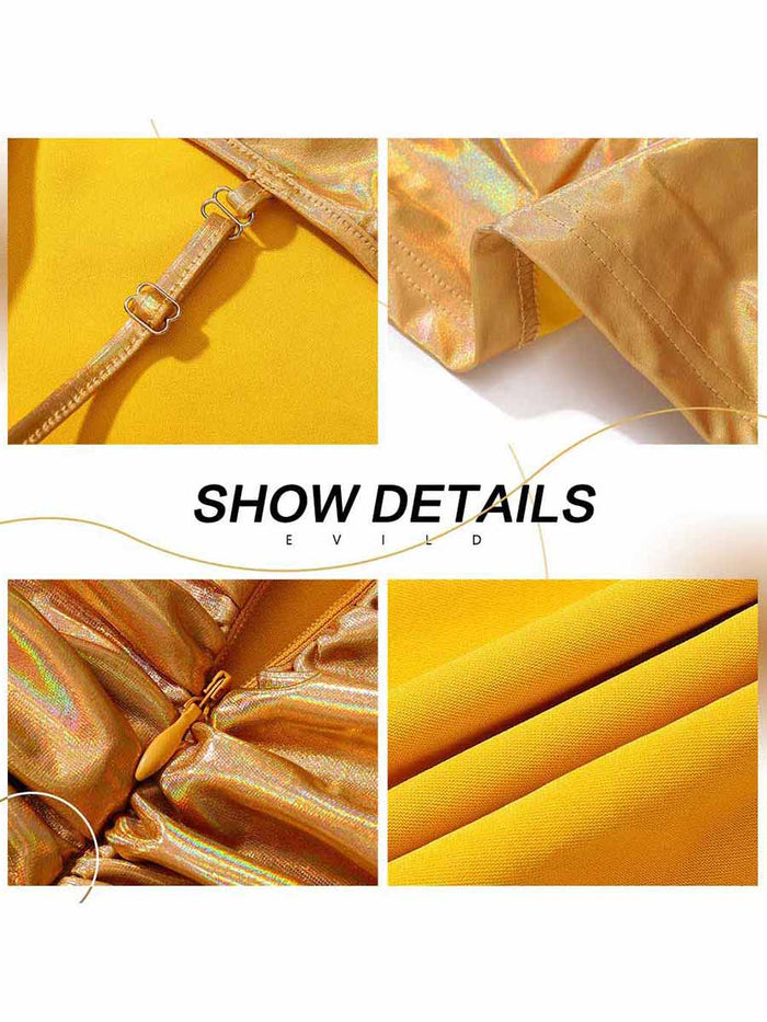 Reflective Gold Slip Mini Dress