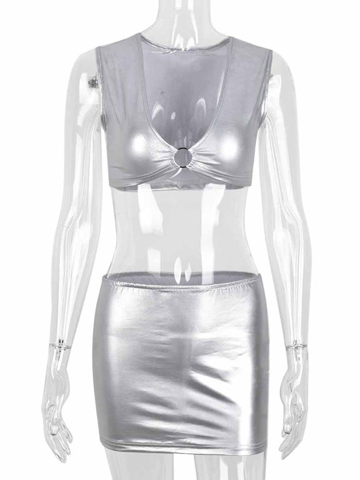 Reflective Silver Two Piece Set