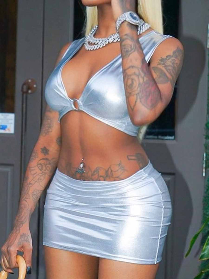 Reflective Silver Two Piece Set