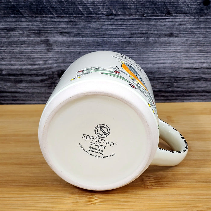 Religious Thessalonians 5:16 Inspiration Coffee Mug Floral Robin Cup Blue Sky