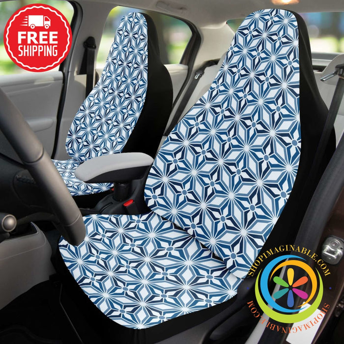 Retro Classic Blue Starburst Car Seat Covers-ShopImaginable.com