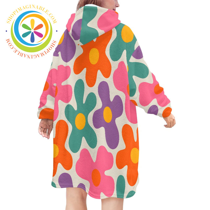 Retro Flower Power - Blanket Hoodie white / ONESIZE