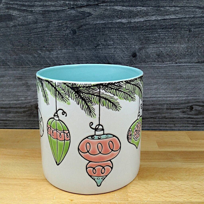 Retro Ornament Holiday Canister 5" Decorative Christmas Jar Blue Sky Clayworks